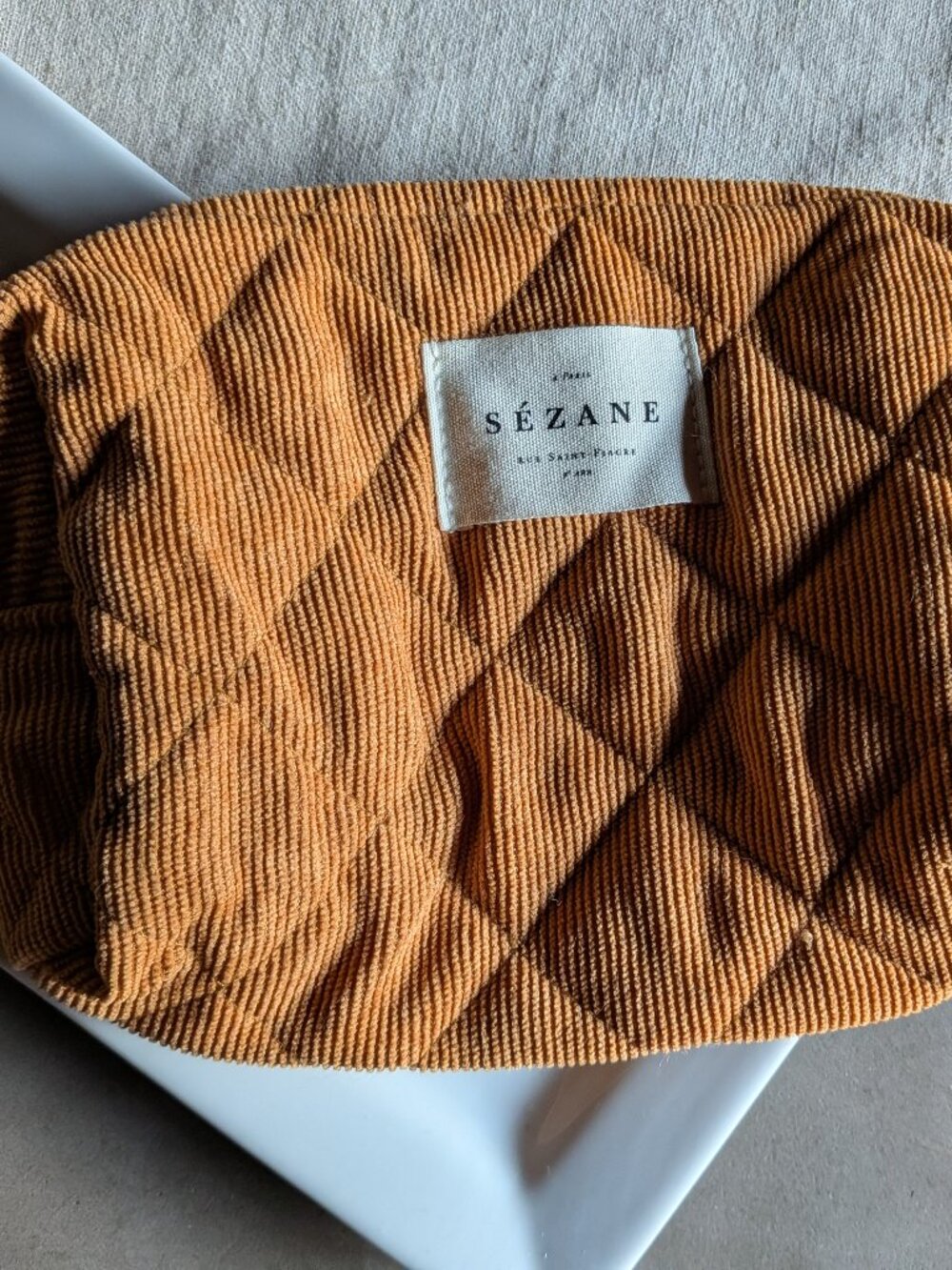 Sézane Corduroy Makeup Pouch - Ochre / Mustard Yellow
